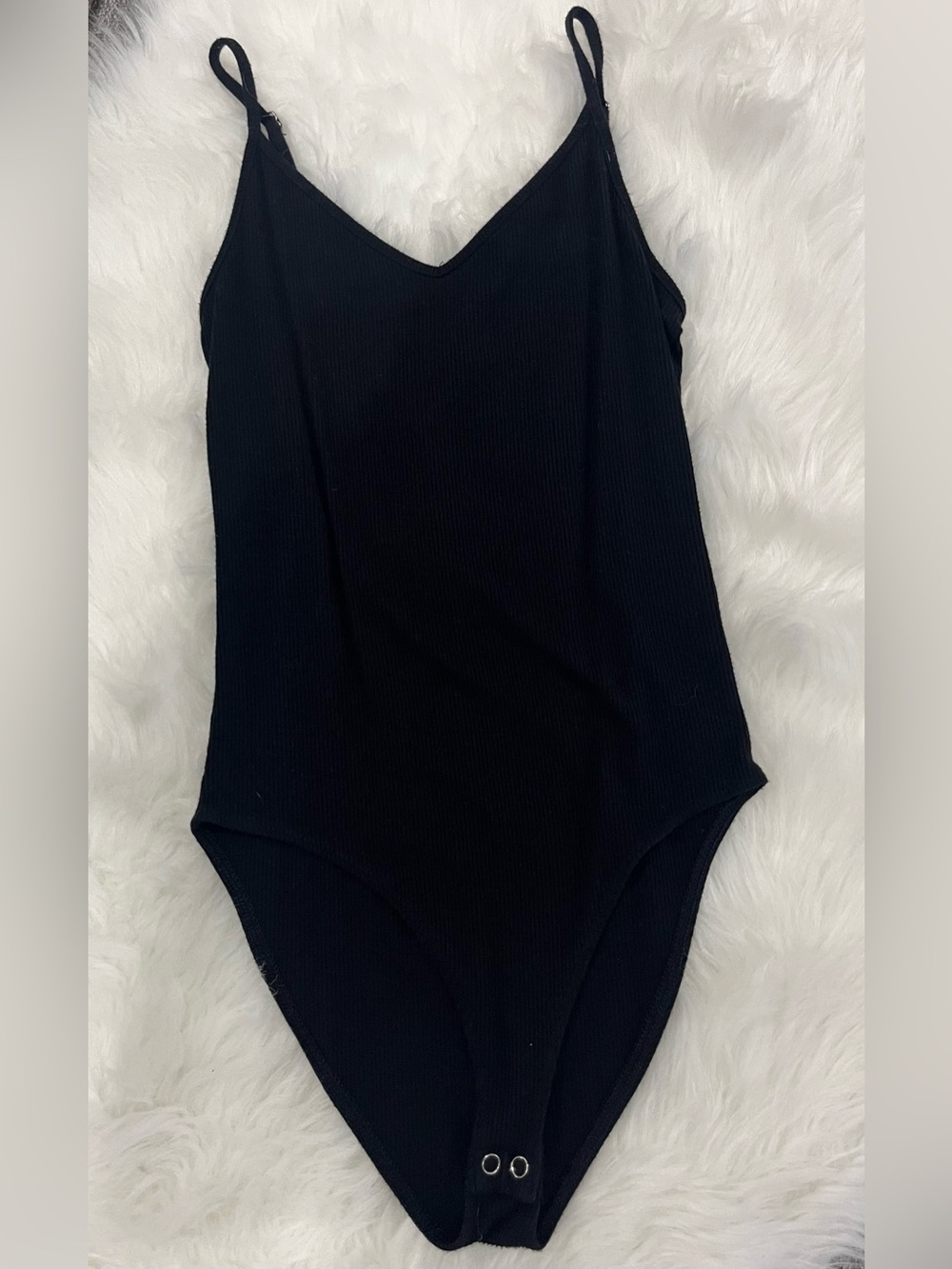 Forever 21 Black Ribbed V-Neck Bodysuit
